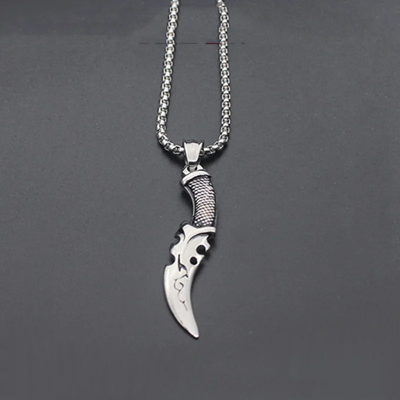 2018 Hip Hop Sword Dagger Knife stainless steel Necklace Pendant for Men Stainless Steel Male Bike Jewelry |