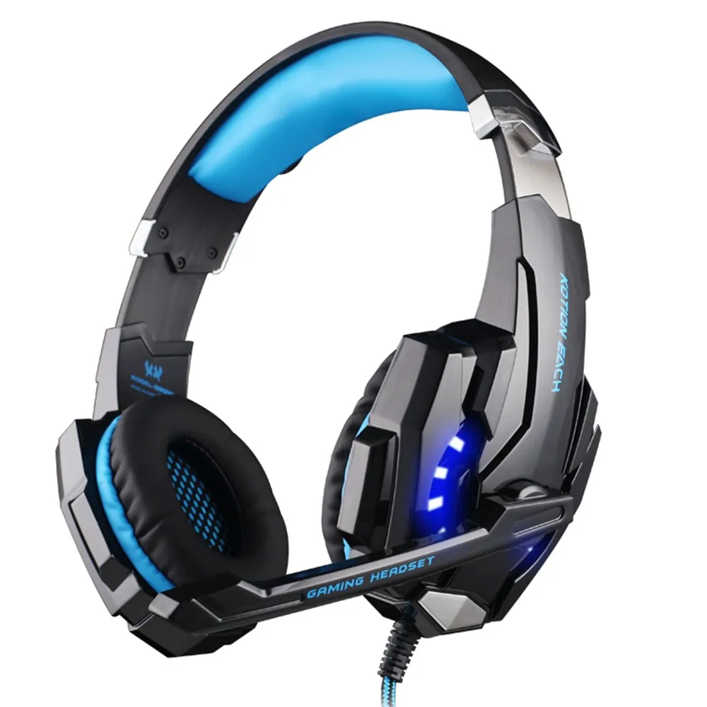 G9000 blue KOTION каждый Игровые наушники гарнитура глубокий бас стерео проводные геймерские наушники микрофон с подсветкой для PS4 телефона ПК ноутбука - Цвет: G9000 blue