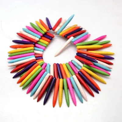Mixed Color 20 шт 20~ 50 мм натуральный Howlite свободные каменные бусы ожерелье Висячие Подвески пряди формы Клыка окрашенные для самостоятельного изготовления ювелирных изделий - Цвет: Mixed Color