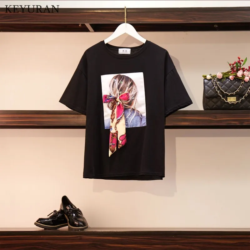 2019 модная летняя футболка женская с принтом персонажа Свободная Повседневная