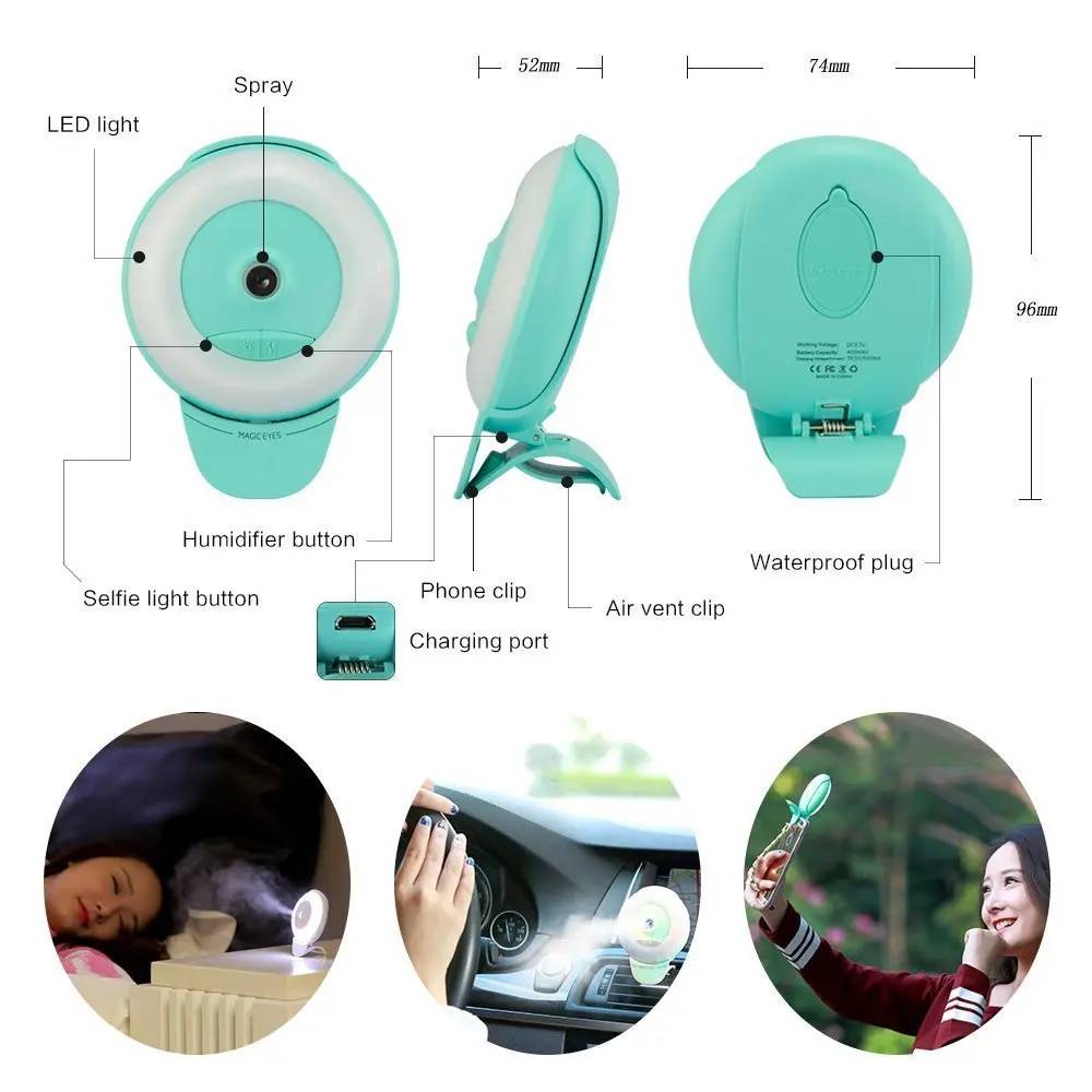 Facial Beauty Mist Sprayer 2-in-1 Selfie Ring Light Self-timer Fill Mini Portable Water Replenishing Spray Humidifier | Бытовая техника