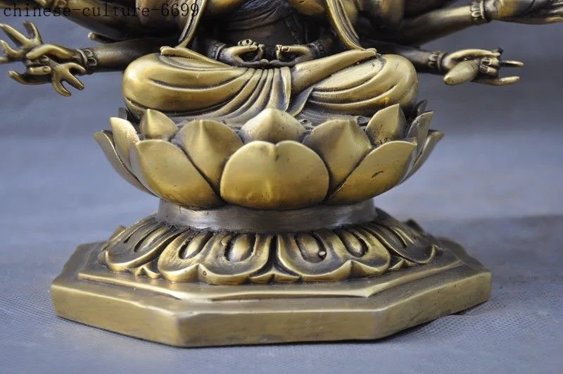 

Christmas 10" Tibet brass buddhism pray Thousand Goddess of Mercy KwanYin buddha statue Halloween