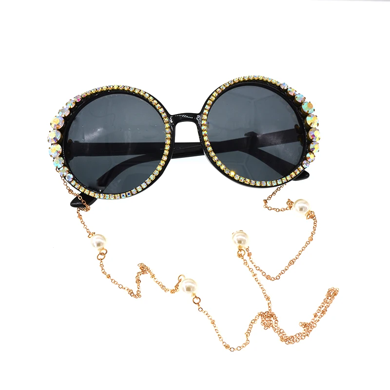 Big Frame Brand Designer Baroque Sunglasses Women Personality Style Chains Decoration Crystals Glass Female Fashion Eyeglass | Аксессуары