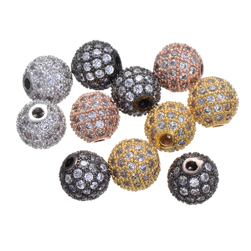 

10 Pcs 8 10 mm Width Loose Beads Handmade Jewelry Findings Cubic Zirconia Mosaic Lucky Bead Charm Pendant For Neckalces Making