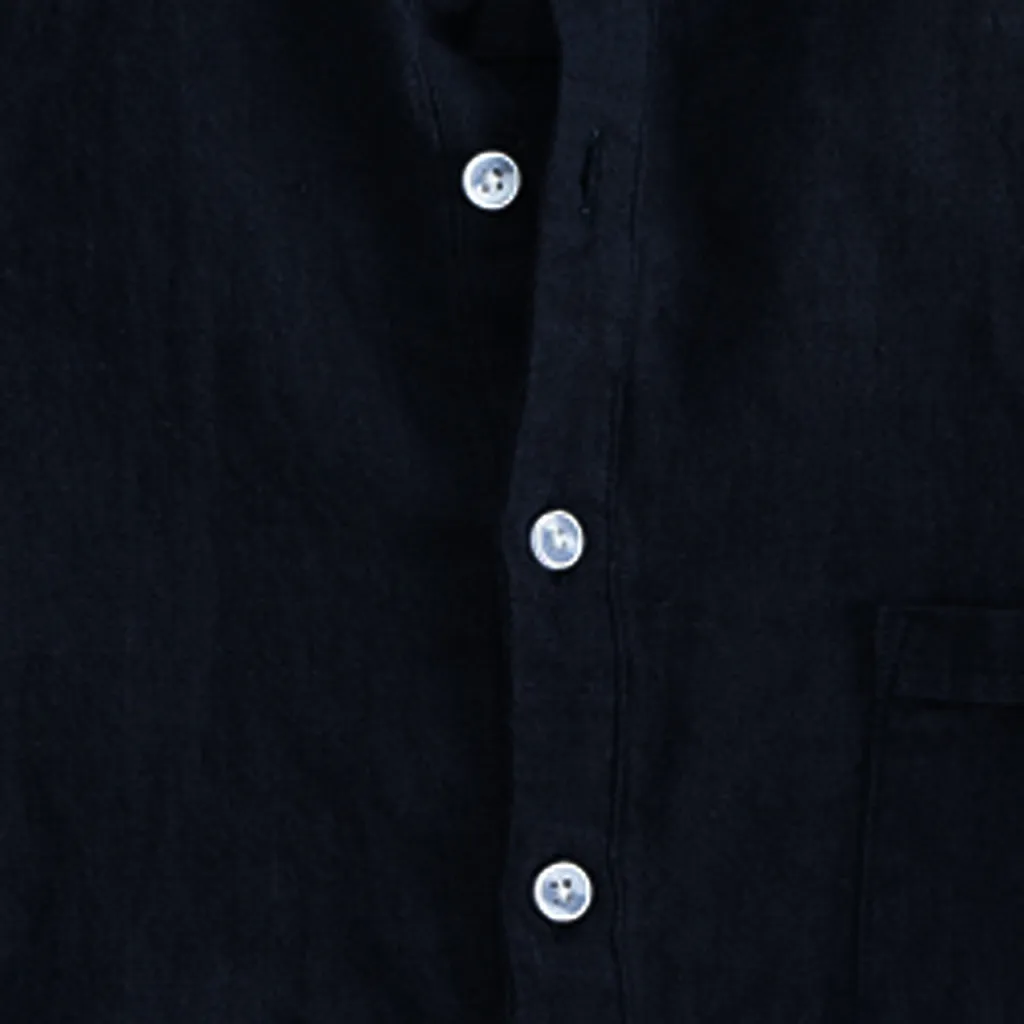 Рубашка Мужская льняная однотонная винтажная блузка на пуговицах повседневная