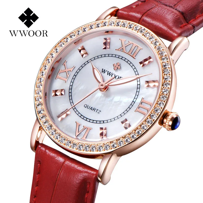 Бренд wwoor женские часы кварцевые винтажные Relogio feminino Кристалл Shell|gift box painting|gift for