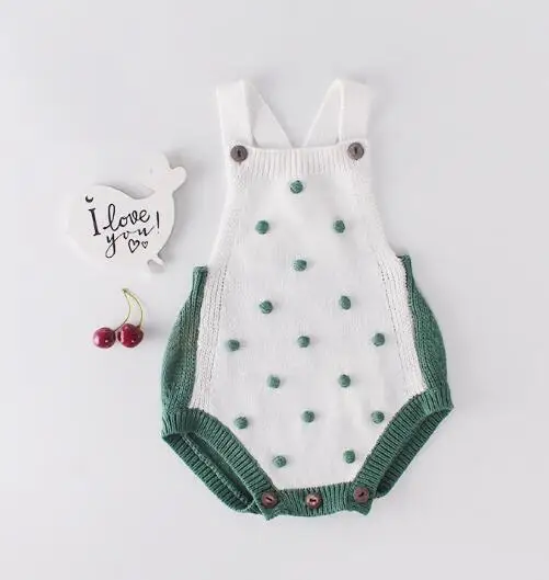 82084 green romper Одежда для маленьких девочек осенний детский вязаный комбинезон, комплект для новорожденных девочек, кардиган для мальчиков, свитер детский комбинезон хлопок для девочек - Цвет: 82084 green romper