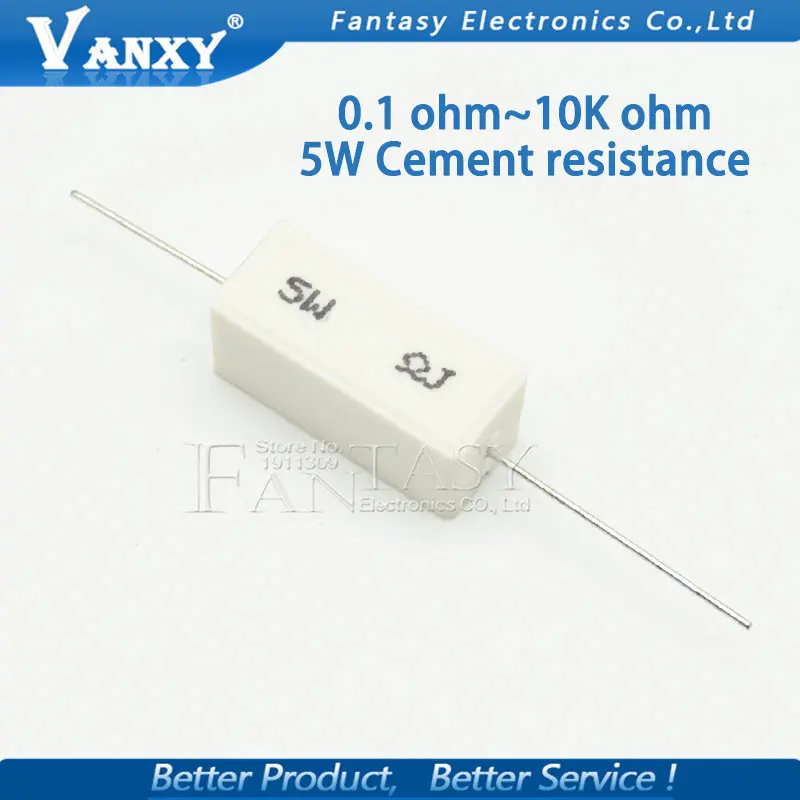 300 шт 5 Вт цемента сопротивление 0,1~ 10k ohm 5% 0,22 0,33 0,5 1 10 100 1K 10K ohm 0.1R 0.22R 0.33R 0.5R 1R 10R 100R