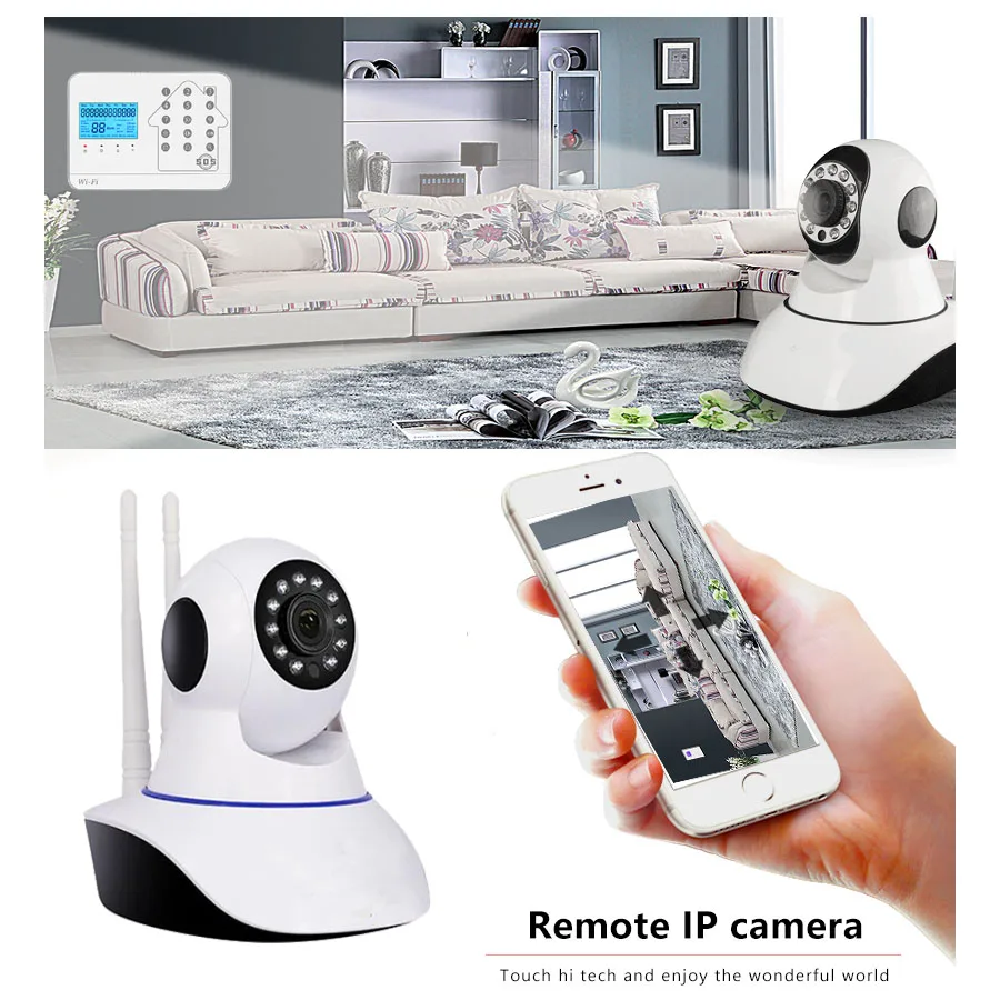 Высокое качество wifi+ GSM+ PSTN беспроводная домашняя система охранной сигнализации Поддержка iOS/Android приложение с солнечной беспроводной мигающей сиреной