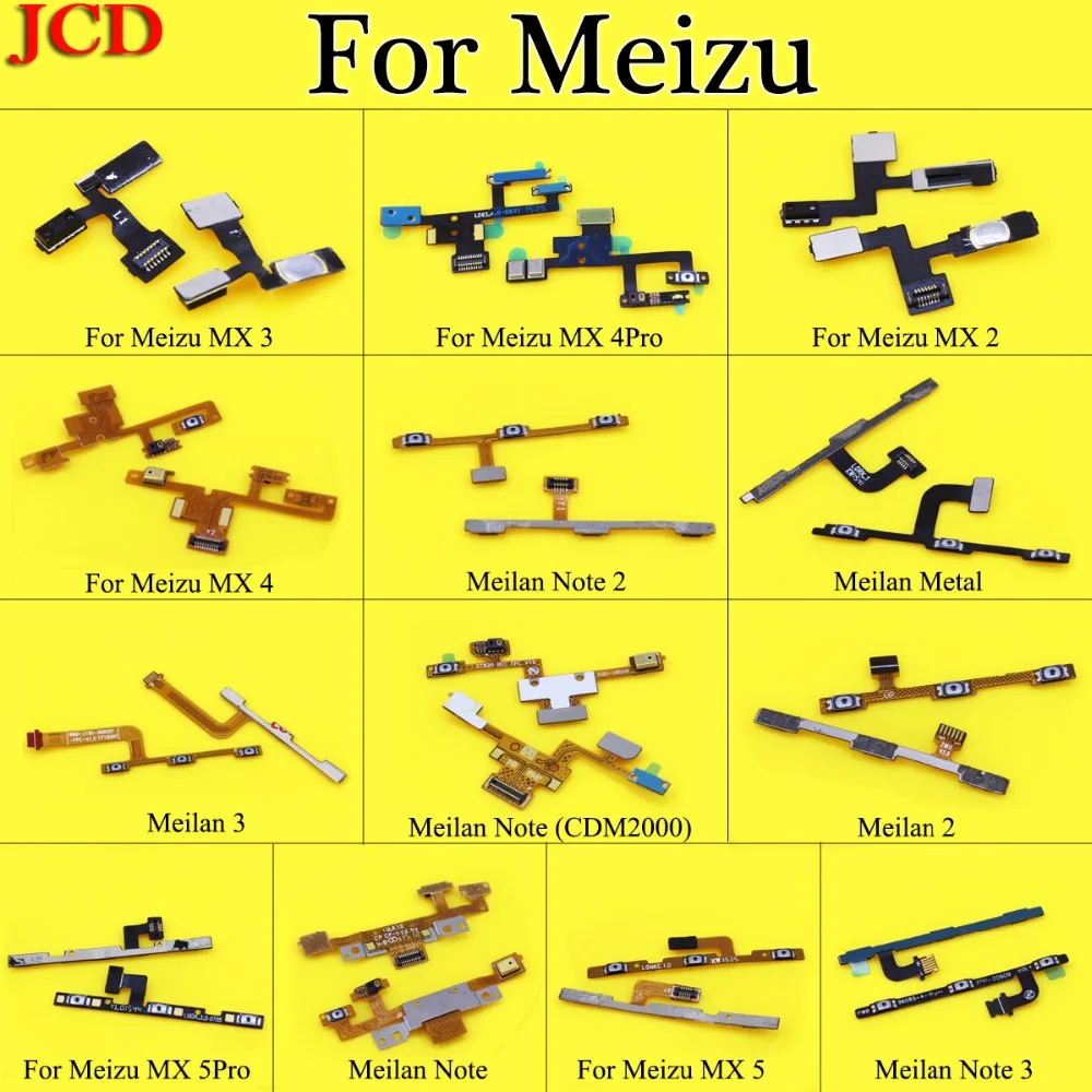 

JCD New For Meizu 2 MX2 MX3 MX4 Pro MX5 Pro Volume Button Power Switch On Off Button Flex Cable For Meilan 3 Note Note 2 Metal