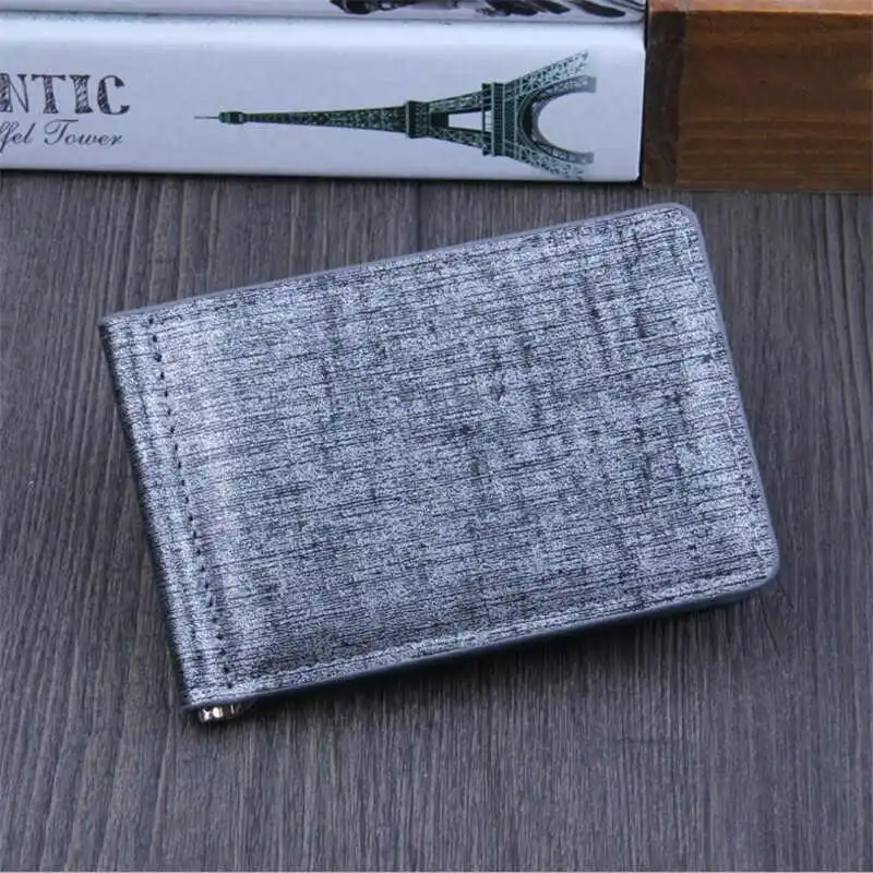 gray Модный тонкий мини карточный кошелек из искусственной кожи для мужчин, Бизнес ID, кредитный держатель для карт, упаковка для наличных, Карманный чехол для автобусной карты, мужские кошельки - Цвет: gray