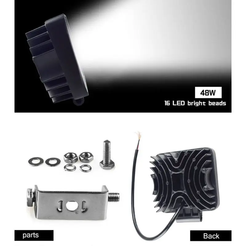 

48W Vehicel Headlights 16LEDs Cool White Light Bar 4inch Vehicle Work Light LED Truck For SUV