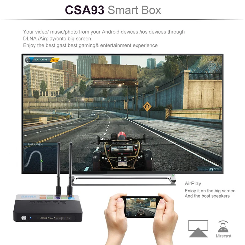 Оригинальный CSA93 Смарт ТВ Box Android 7 1 Nougat Amlogic S912 Octa Core 3 Гб оперативной памяти DDR3 32