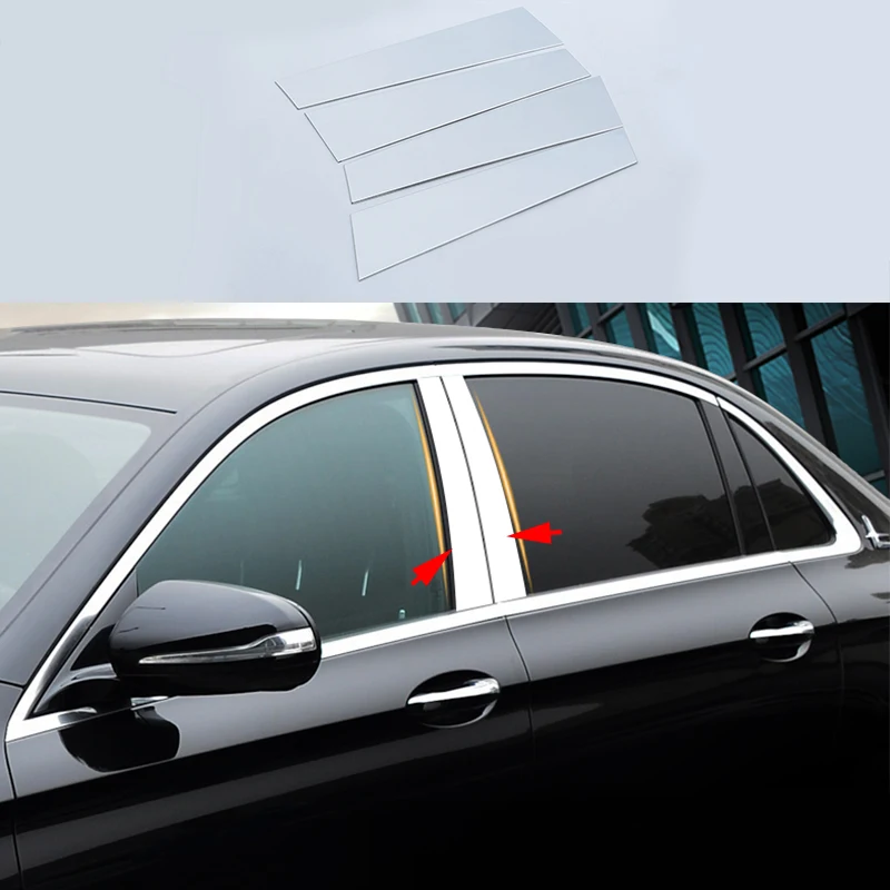 4x хром Алюминий сплав оконные стойки Post средняя Крышка Накладка для Mercedes Benz E Class