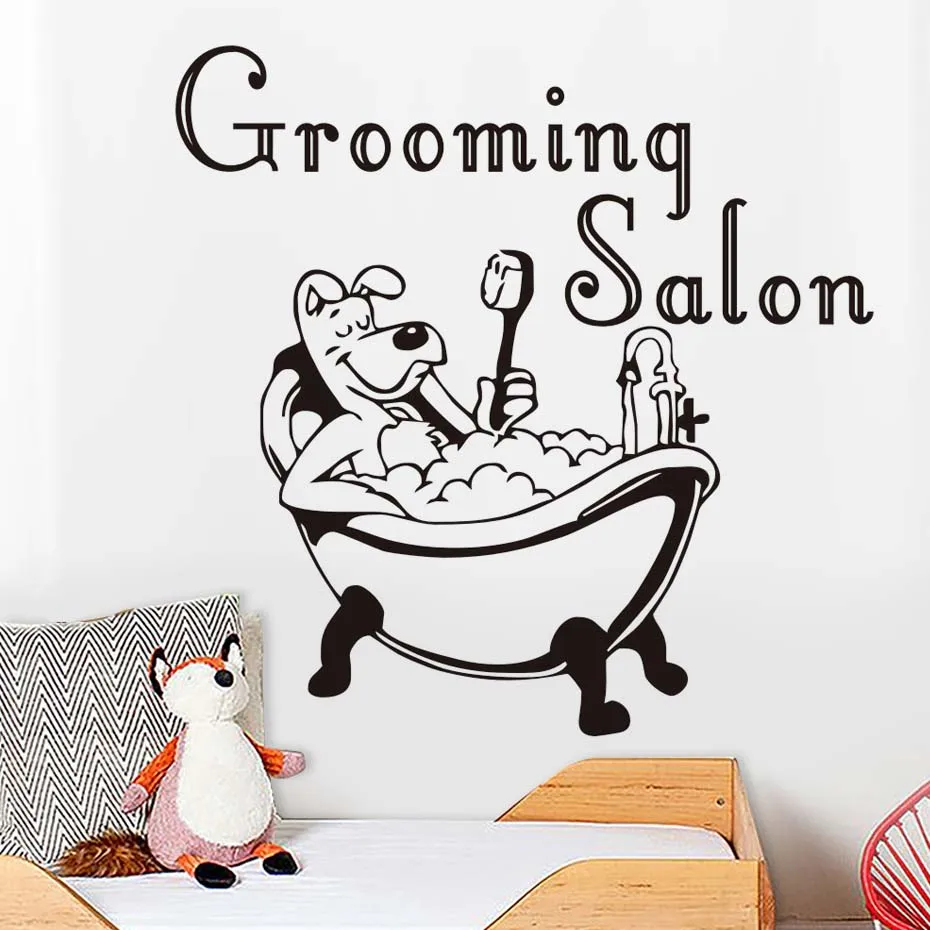 

Dogs Grooming Salon Shop DIY Wall Stickers For Pet Shop Vinyl Removable Waterproof Decals Wall Art Home Decoration