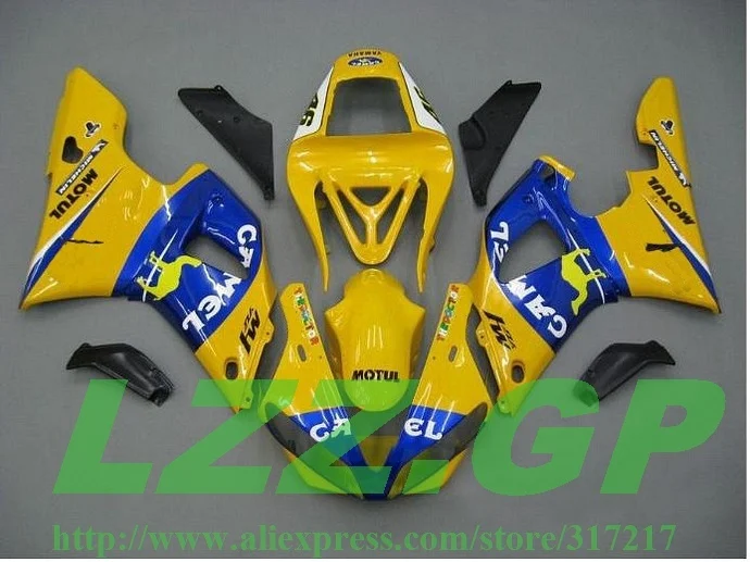 Литьевые Обтекатели для YAMAHA YZF R1 2000 2001 желтый синий 00 01 YZF1000 мотоциклов|Полные