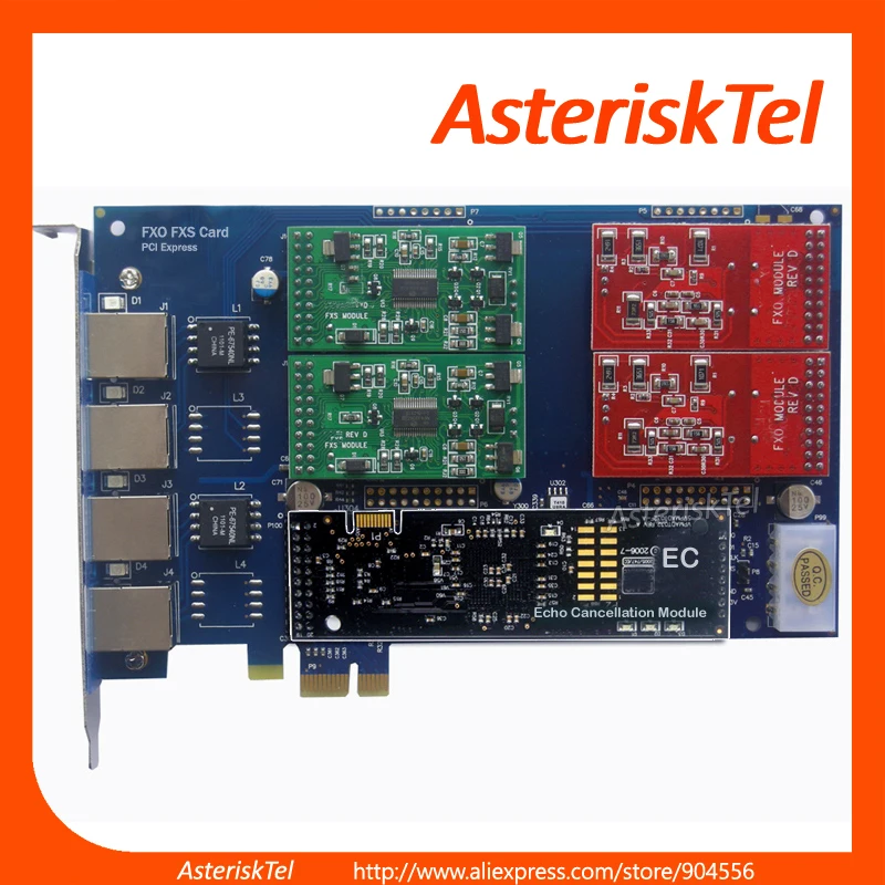 TDM410E 2 FXO + FXS карта Asterisk с аппаратным устройством для подавления эха дигитайная PCIe