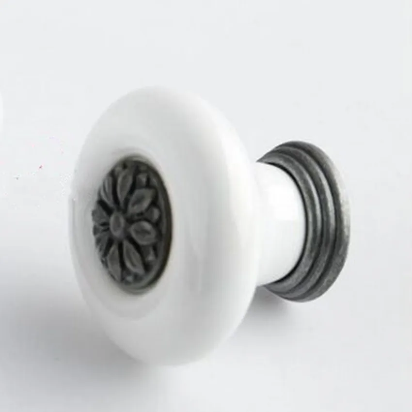 Белые керамические ручки для ящиков шкафов 38 мм старинные железные дверей комода