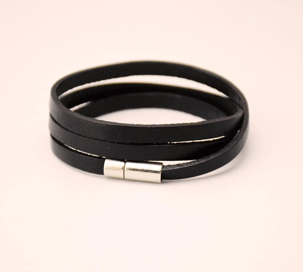 Запонка унисекс черный кожаный браслет новый продукт ювелирные изделия подарок
