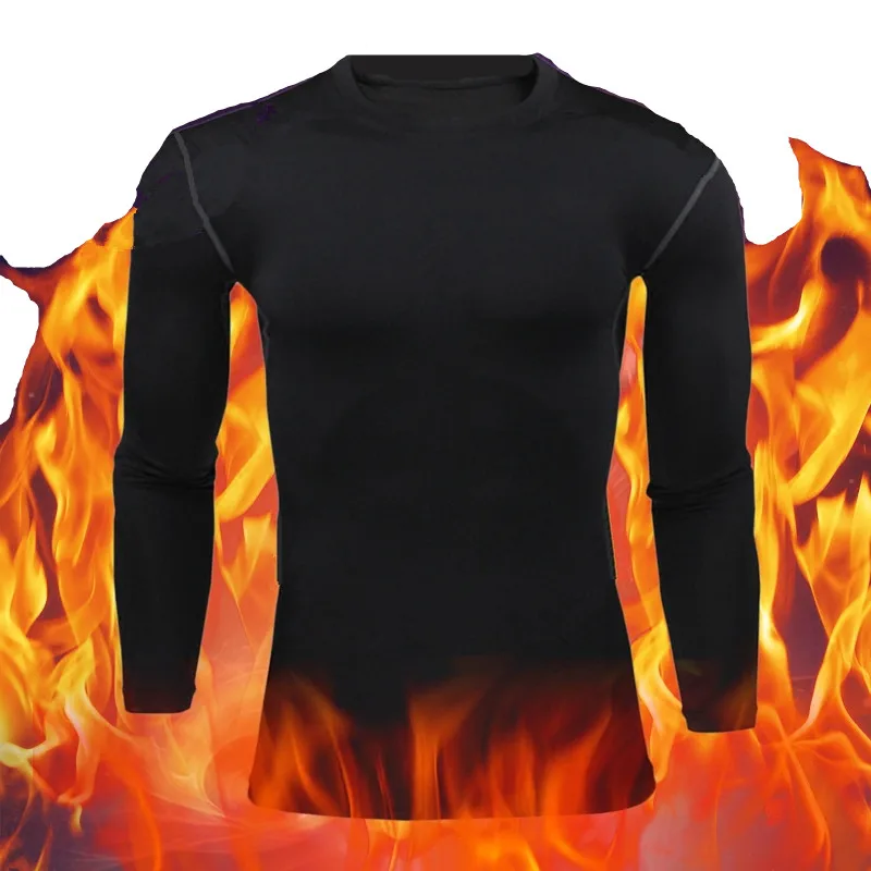 

Compression Tees Thermal T-shirt Long Sleeve Warm Fleece Autumn Spring Fitness Clothing Bodybuilding Tops
