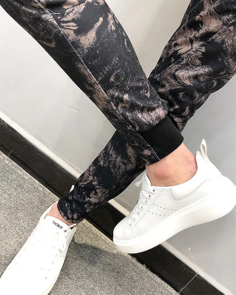 Летние модные брендовые новые Pantalon Hombre мужские штаны для бега, повседневные облегающие штаны до щиколотки с принтом, шаровары, мужские брюки