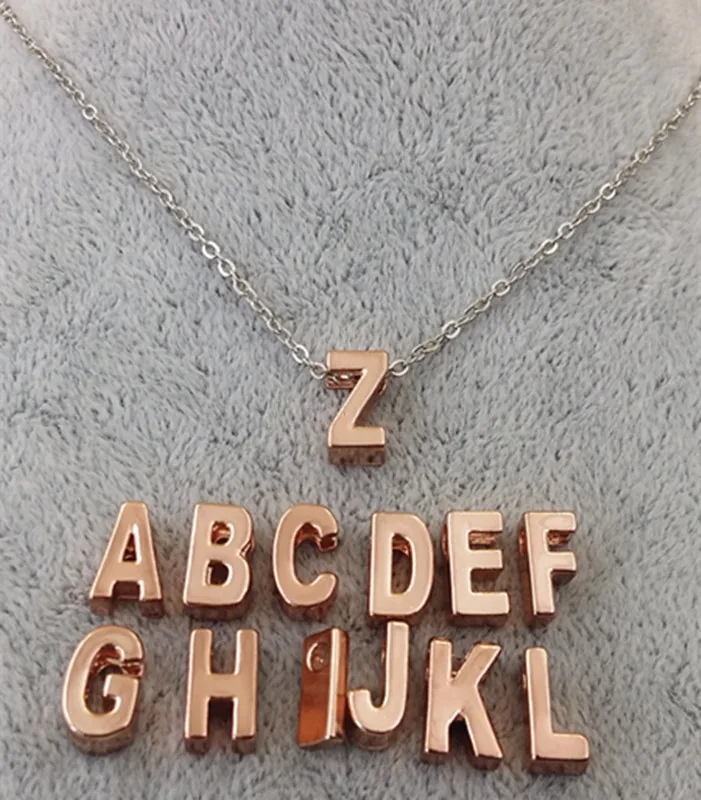 260 шт. новые A-Z из розового золота Алфавит буквы слайд Подвески для DIY ожерелье и