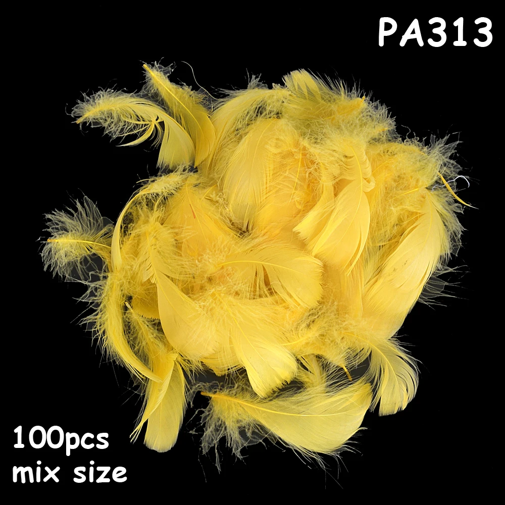 PA313 dark yellow Натуральный Гусь Перья шлейфы 8-12 см красочные Лебедь перо шлейф для домашние рукодельные украшения DIY украшения 100 шт - Цвет: PA313 dark yellow