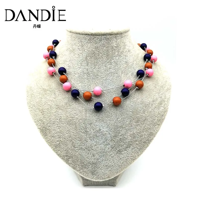 colorful1 Dandie Акриловые Бусины Короткое ожерелье, эффектный костюм ювелирные изделия, набор из трех шт - Окраска металла: colorful1