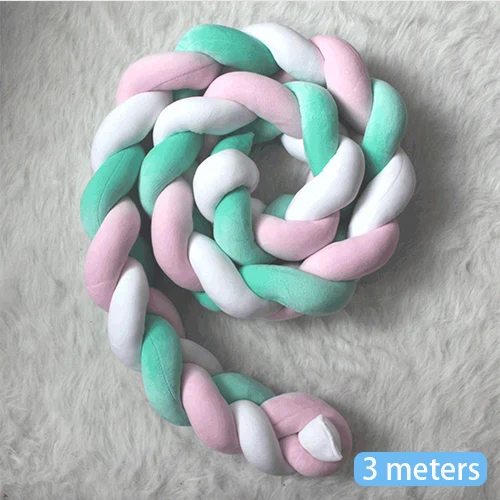 Mix Color G-3M 1 м 2 м 3 м длина узел ручной работы Плетение Детская кровать бампер длинный завязанный детская кроватка бампер протектор Детская комната Декор плюш хлопок - Цвет: Mix Color G-3M