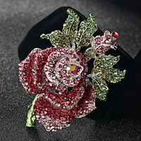 very beautiful rose flower wedding brooches bouquet for unusual bridal colar feminino rhinestone pin brooch colares broaches vaz