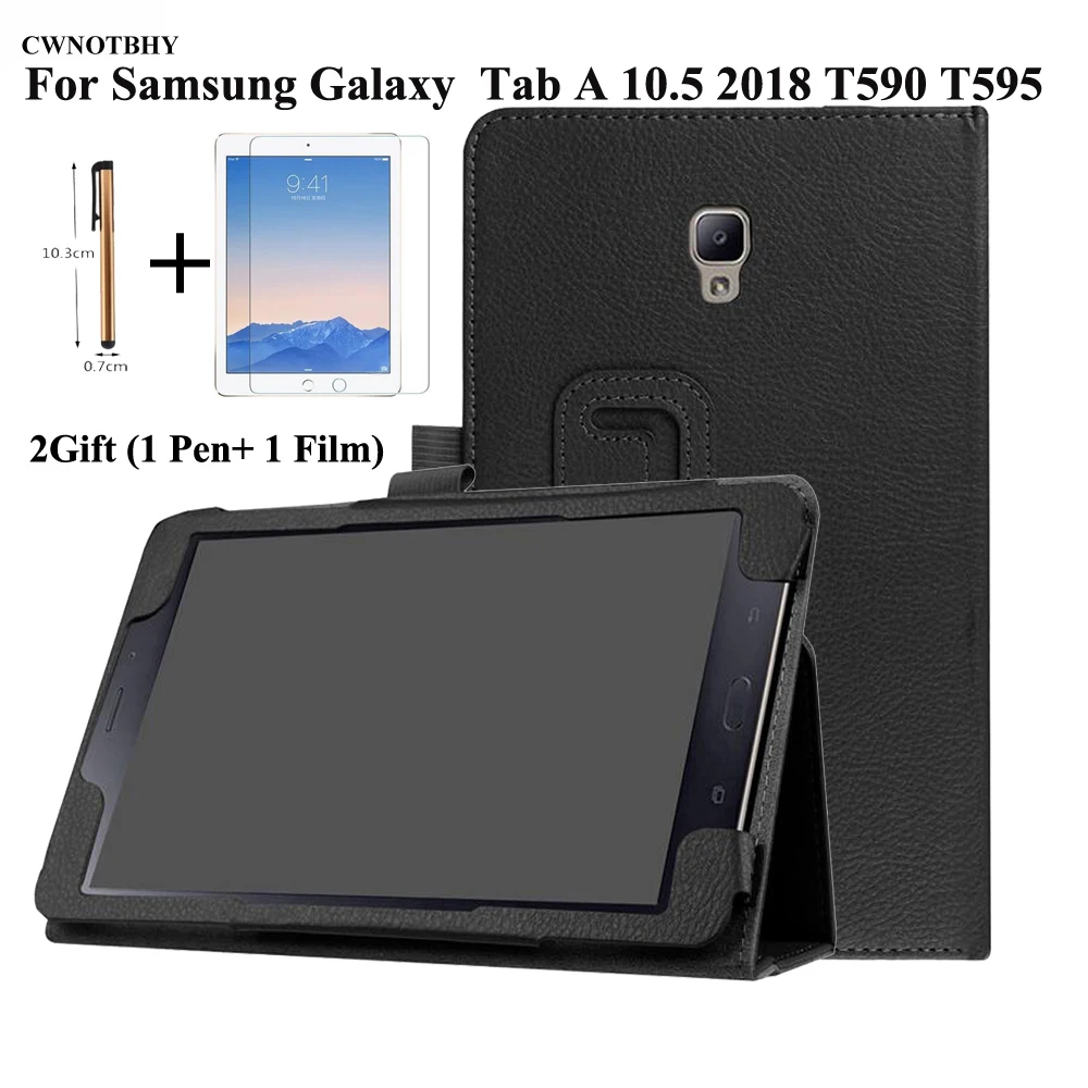 Тонкий складной флип-чехол для Samsung Galaxy Tab A 10 5 T590 T595 SM-T590 SM-T595 Чехол + пленка ручка |