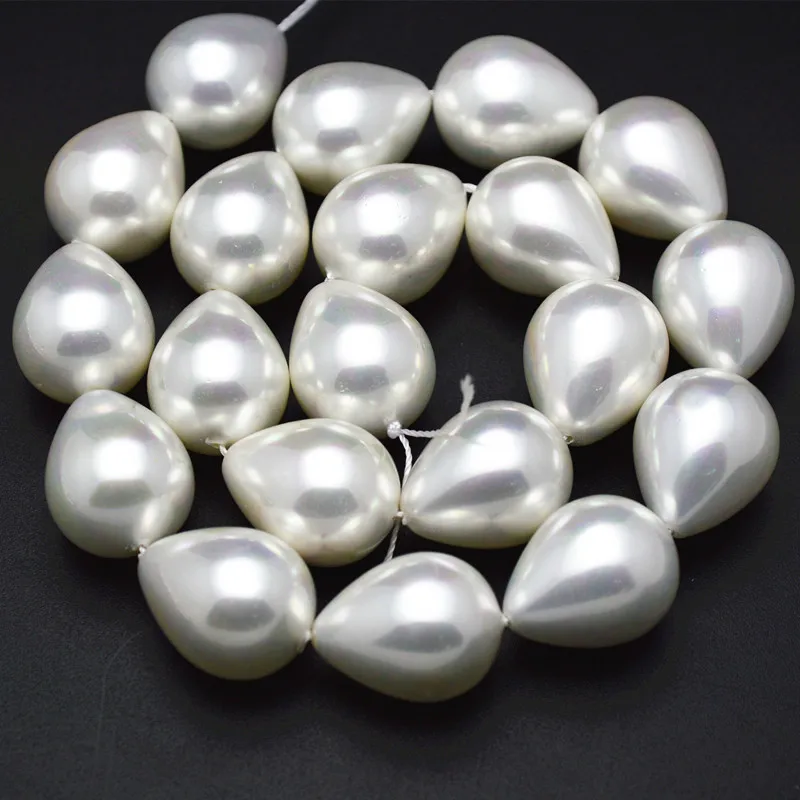

16x20mm White Shell Smooth Drop Loose Beads Jewelry Making Supplies Free Shipping 5Strand/Lot