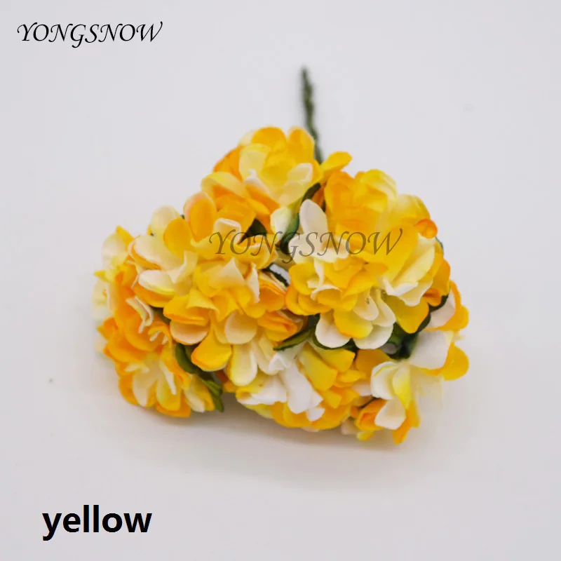 yellow 72 шт./лот, 3 см, искусственные бумажные цветы, хризантема, букет цветов, украшение для свадебной вечеринки, сделай сам, скрапбукинг, венок, искусственный цветок - Цвет: yellow
