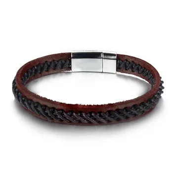 Leather Braid Bracelet Knitted Magnetic Clasp 6
