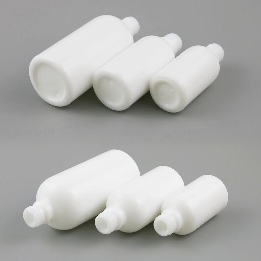 

200 X Refillable Natural White Glass Bottle With Tamper Evident Cap 30ml 50ml 100ml 1OZ White Glass Containers