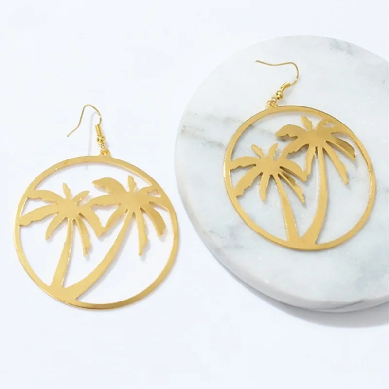 Новинка Сезон лето Модные полые листья деревьев золото Цвет серьги для женщин и