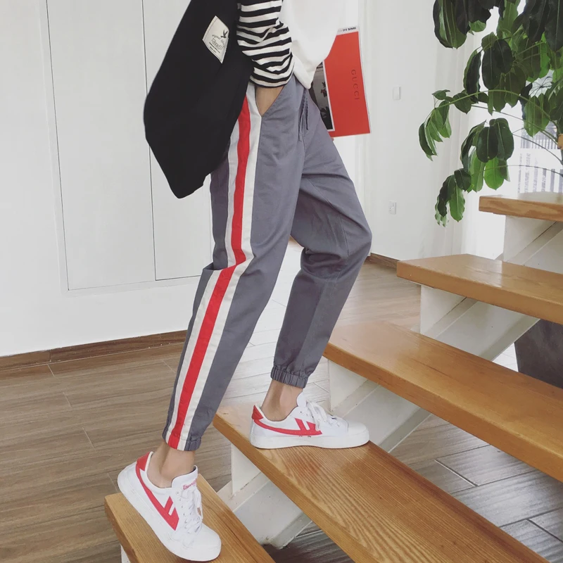 2017 Осенние новые мужские модные спортивные штаны в полоску штаны-шаровары с