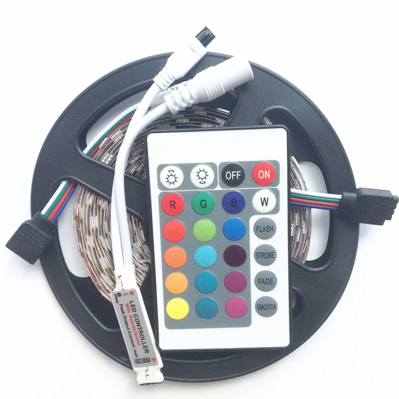 

RGB Led Strip 5050 Waterproof IP67 IP68 5M 300Led SMD 60LED/M Lamp Flexible Rope Light Tape 12V 24key IR Remote Controller