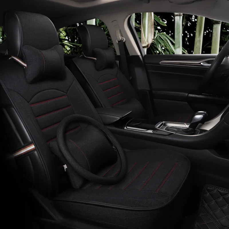 Льняные материалы автомобильные чехлы на сиденья для toyota volkswagen RAV4 skoda rapid Lexus ES IS LS RX NX LX Prado Kia авто аксессуары для автомобиля-sty
