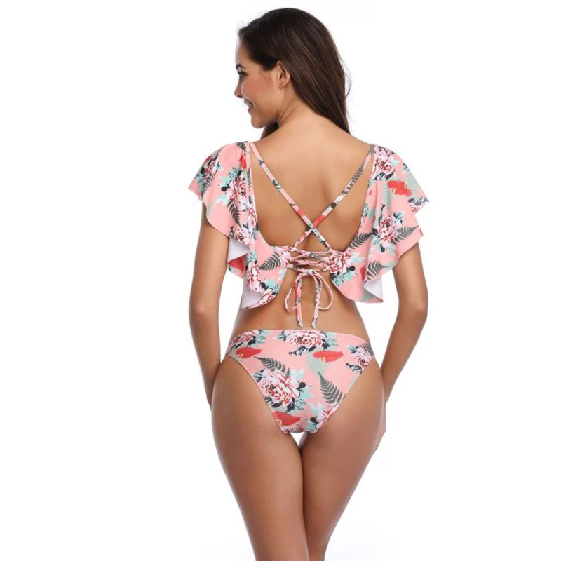 CATTLEYA комплект бикини с оборками глубокие купальные костюмы V Neck Женский