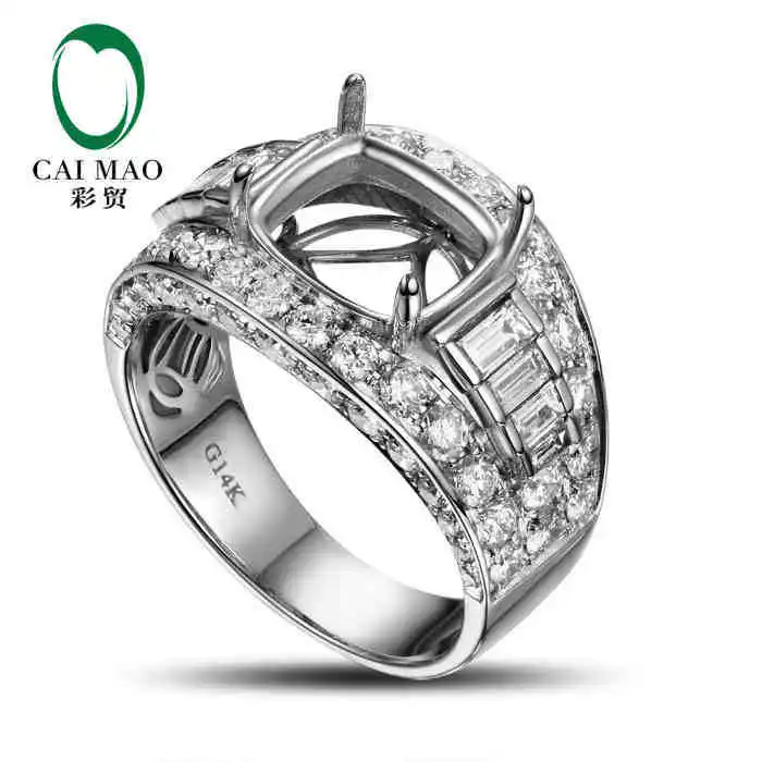 CaiMao Подушка Semi Mount кольцо настройки и 2.3ct АЛМАЗ 14 k белое золото обручальное кольцо с драгоценными камнями ювелирные изделия