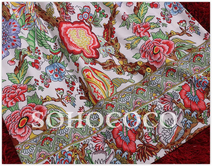 New Arrival 2017 Woman Autumn Dress Beautiful Colors Print Straight Square Collar Clothes Full Sleeve Cotton Mid Calf |