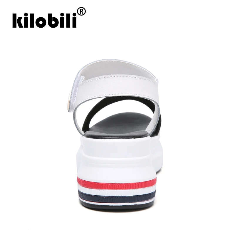 Kilobili/2019 Летние кожаные женские сандалии гладиаторы обувь на платформе