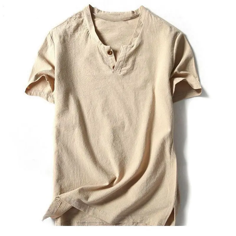 Футболка мужская оверсайз с коротким рукавом винтажная рубашка V образным