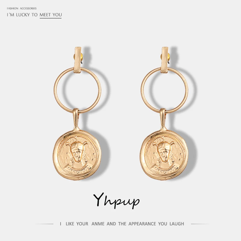 Женские винтажные серьги-подвески Yhpup круглые геометрические серьги из