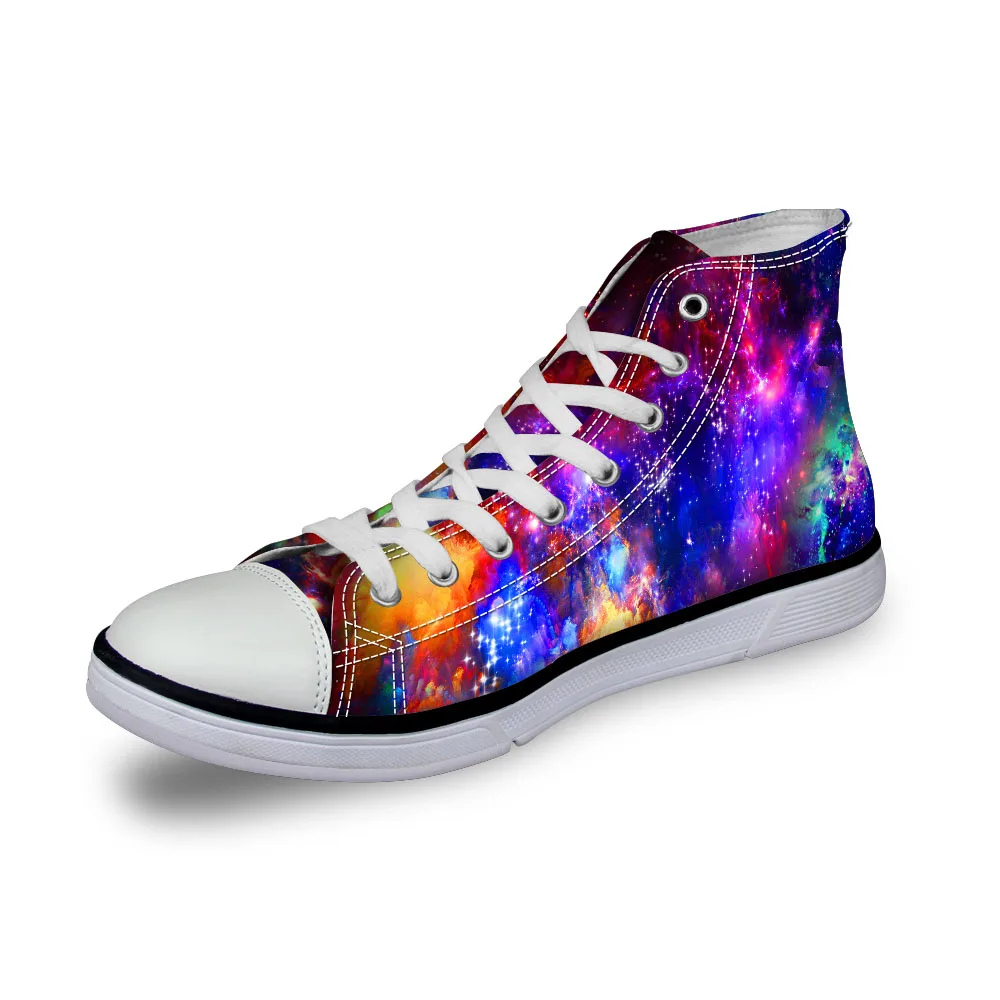 Noisydesigns High top canvas men sneakers vintage vulcanized flat shoes Ayakkab interstellar galaxy 3D starry sky print boys | Обувь