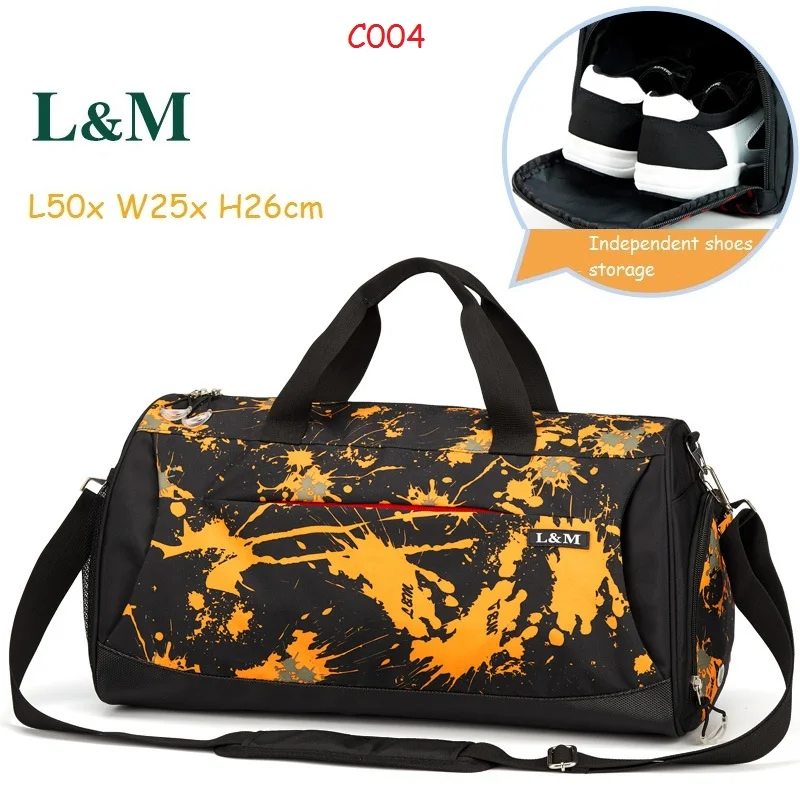 C004 Large L& M профессиональные спортивные сумки большой емкости для мужчин и женщин, сумка через плечо, спортивная сумка для путешествий, спортивная сумка для отдыха на открытом воздухе с обувью для хранения - Цвет: C004 Large