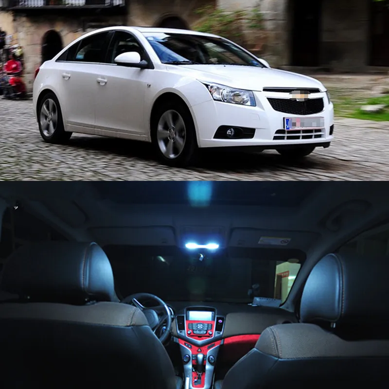 

6pcs per set LED Bulb Interior Dome Map trunk license plate Lights Package Kit For Chevrolet Cruze 2009-2013 car-styling