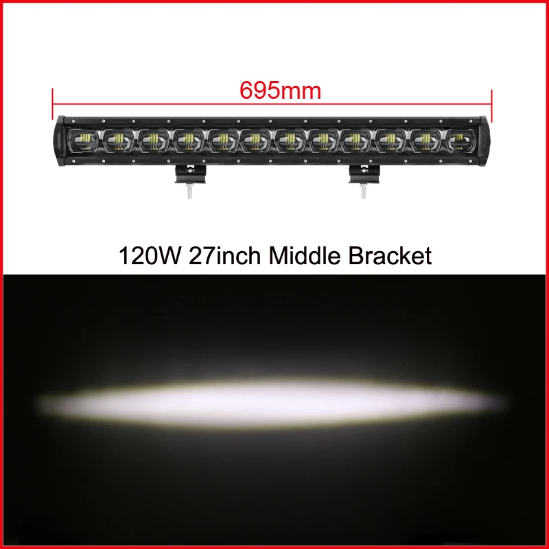 27 Inch 120W x1 6D объектив 60 Вт 90 Вт 120 Вт 210 Вт Однорядный светодиодный светильник 4x4 внедорожный бар для бездорожья 4WD грузовик ATV 12 в 24 в прицеп водонепроницаемые рабочие огни - Цвет: 27 Inch 120W x1
