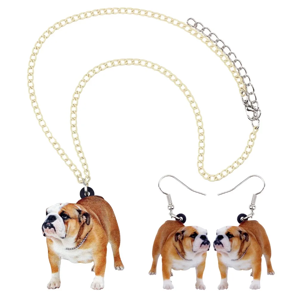 Bonsny акриловые украшения наборы английский собака породы бульдог цепочки и